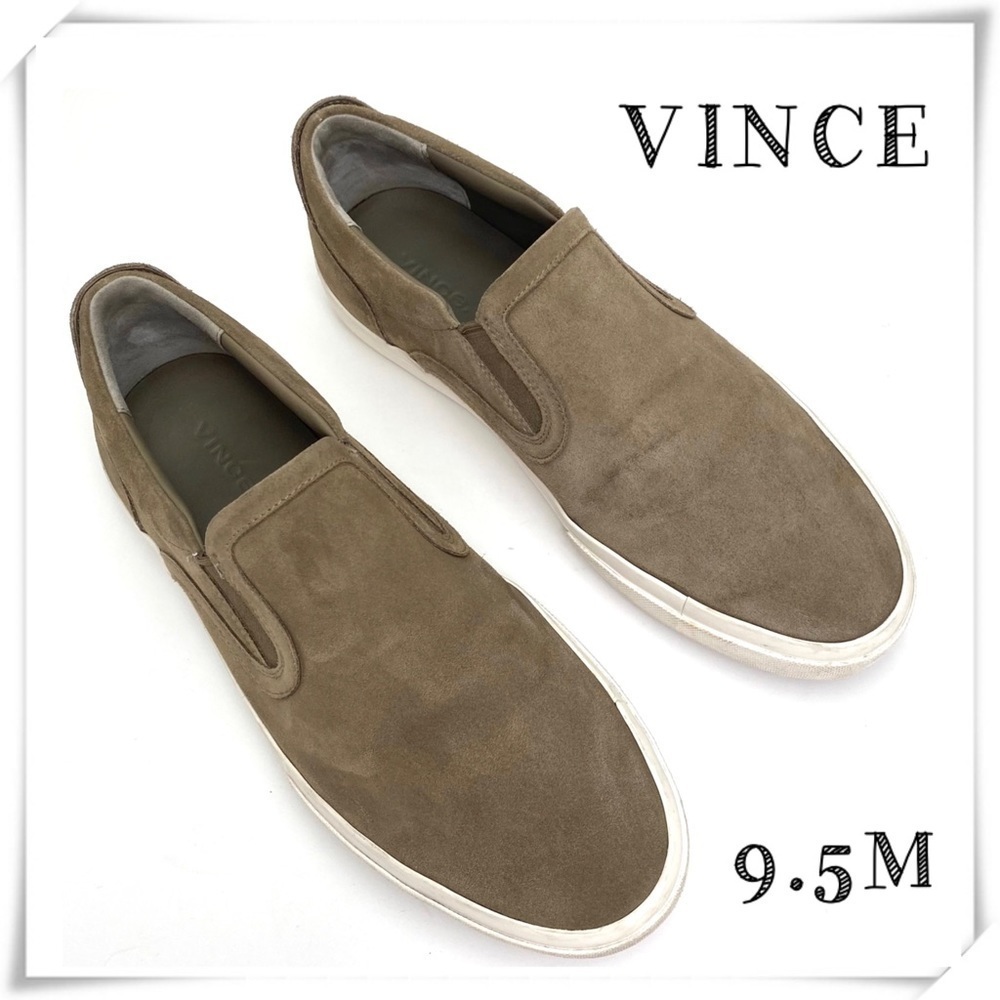 Vince Thomas Classic Suede Slip-On Sneakers in Beige